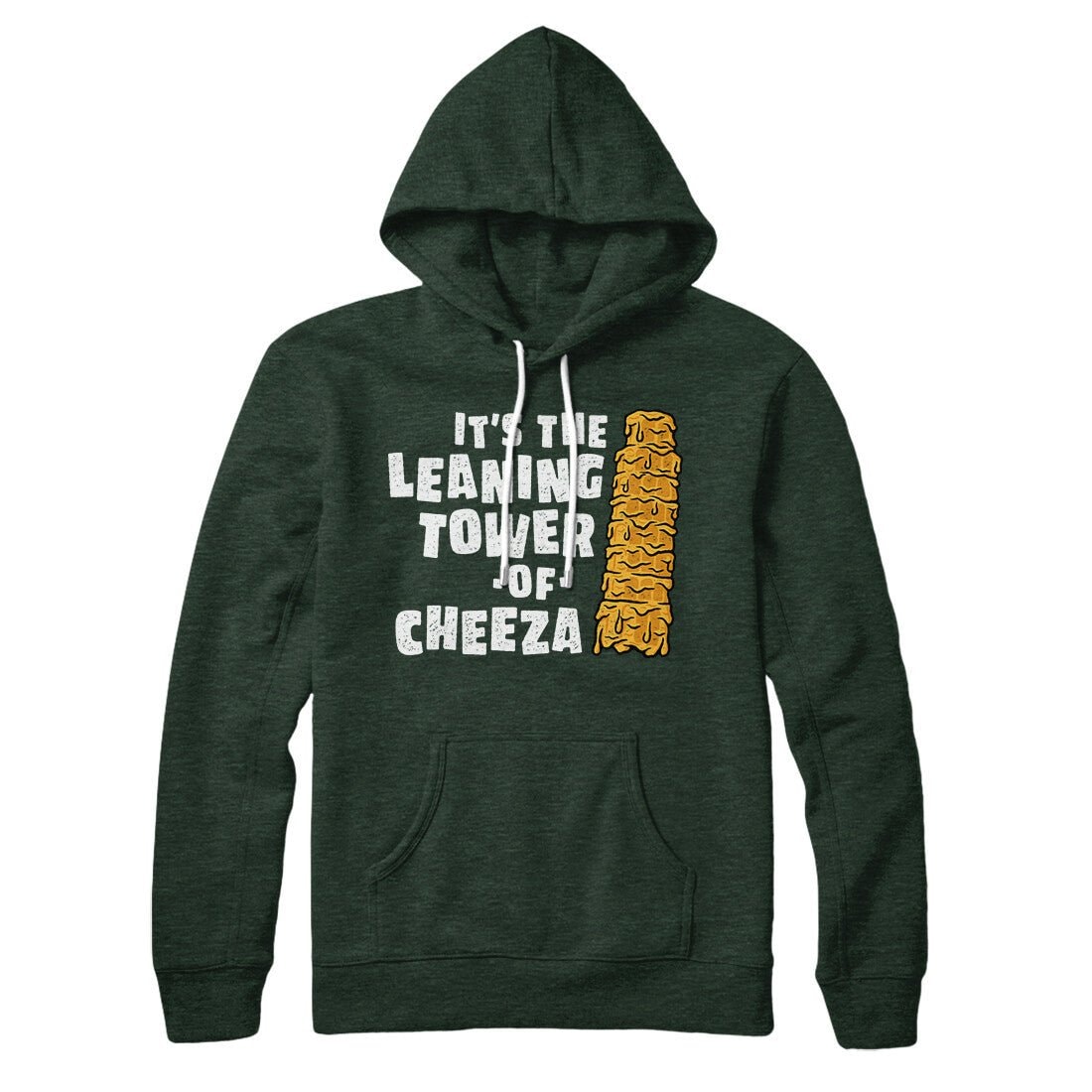 Leaning Tower of Cheeza Pullover Hoodie - Unisex Cotton Polyester Loose Fit