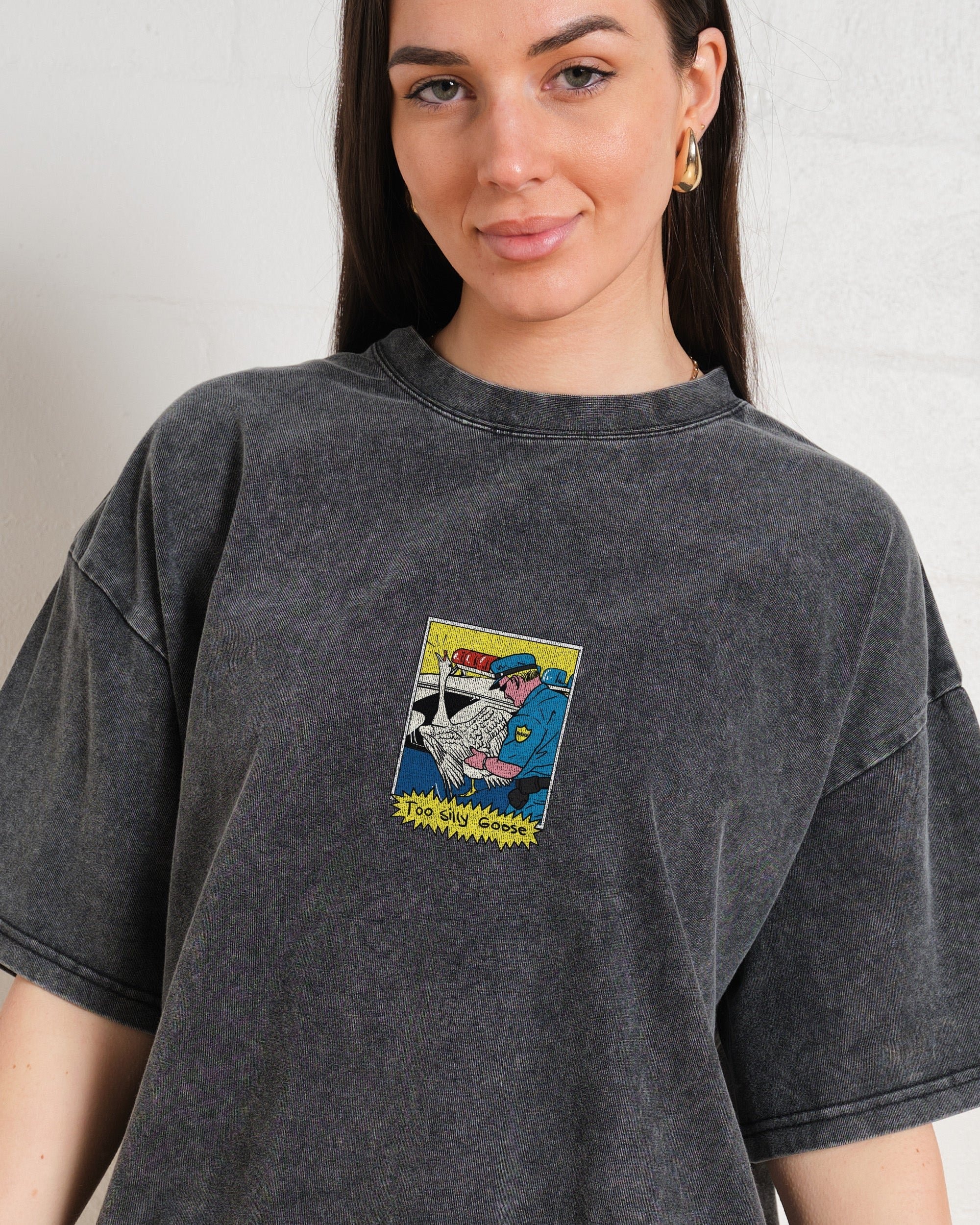Too Silly Goose Oversized Graphic Tee Unisex 90s Boxy Fit 100% Combed Cotton