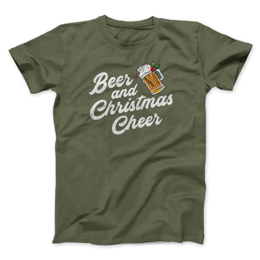 Beer And Christmas Cheer Unisex T-Shirt - Soft Cotton Crew Neck Graphic Tee