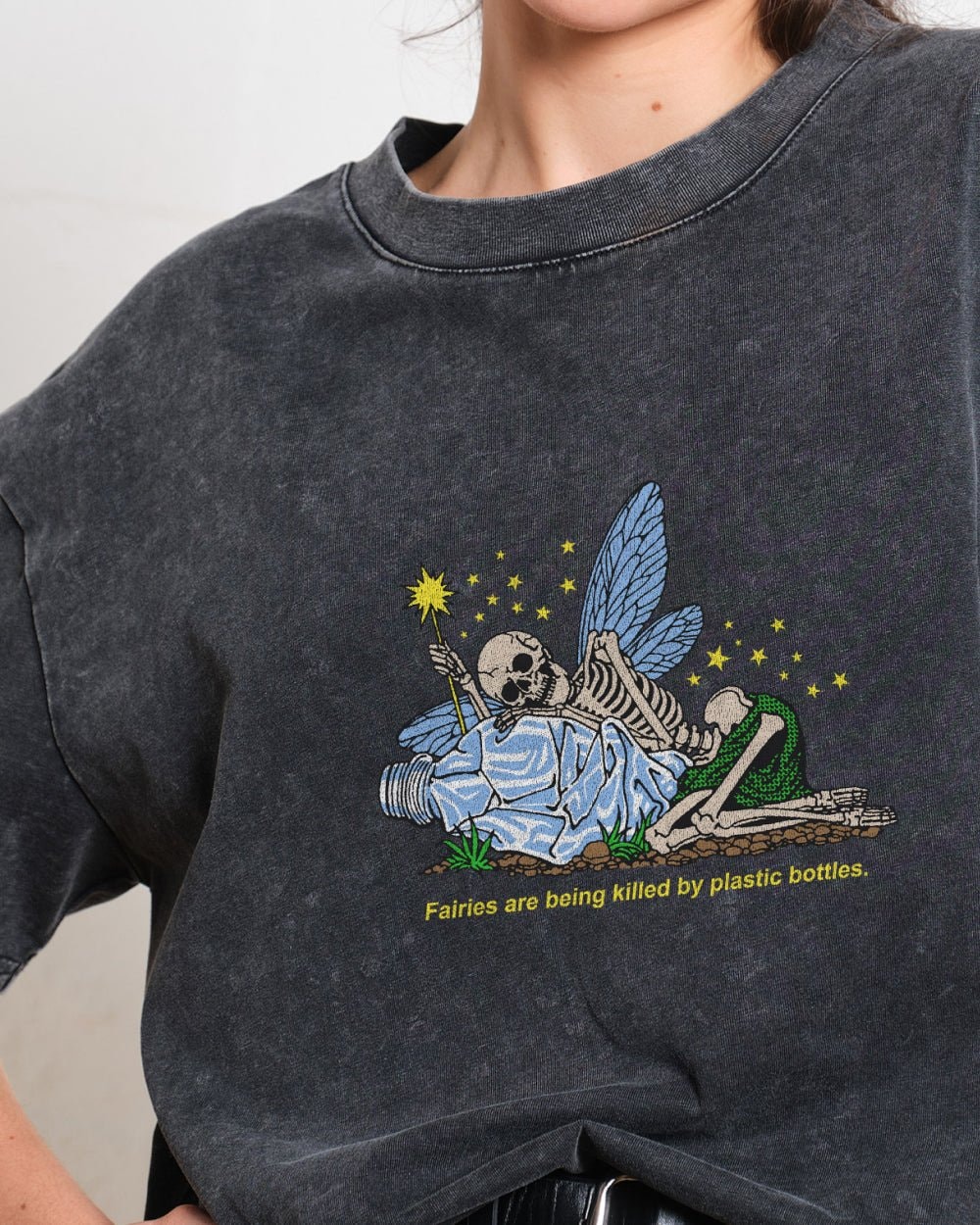 Dead Fairies Oversized Graphic Tee - Unisex 90s Boxy Fit 100% Combed Cotton