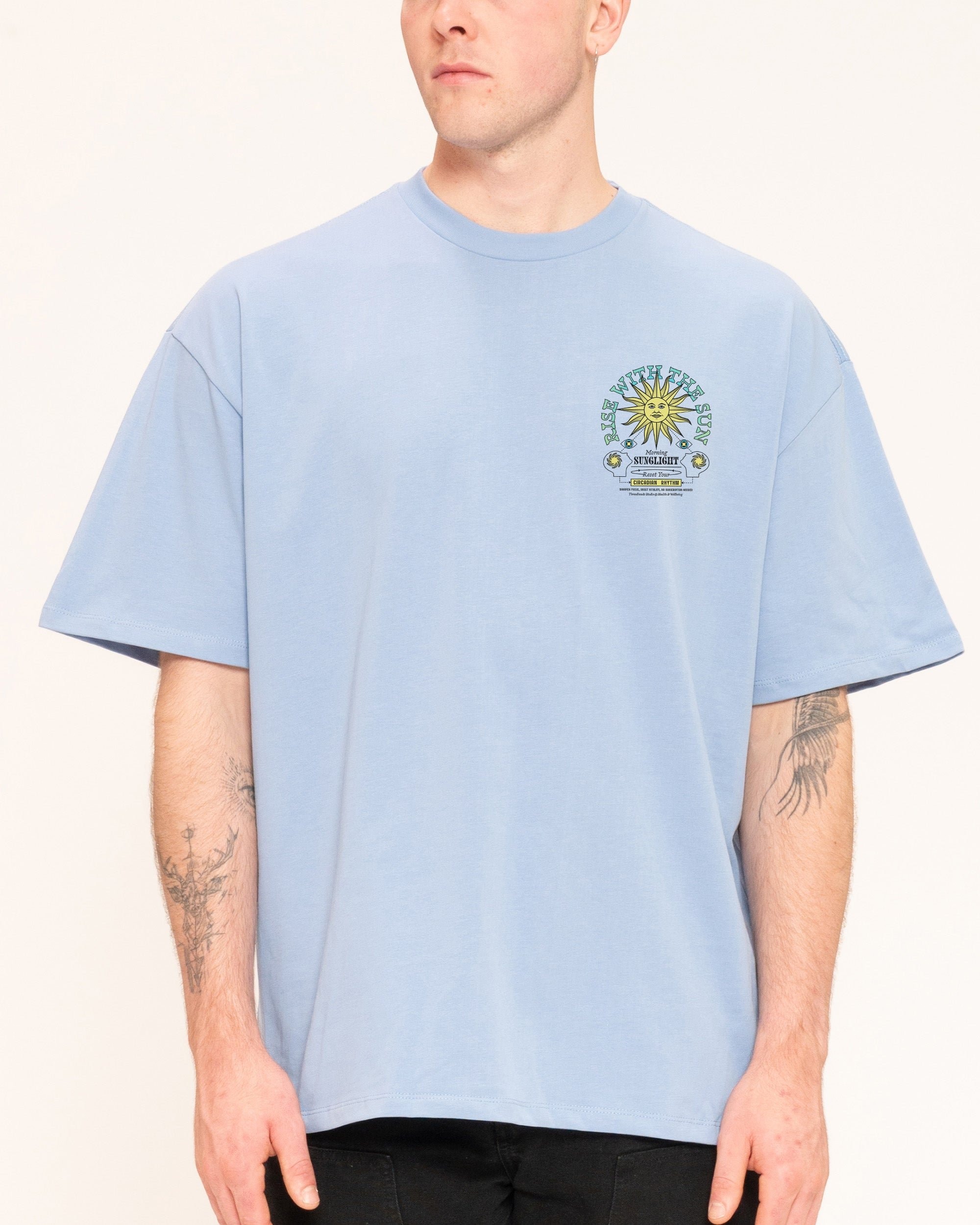 Rise With The Sun Oversized Graphic Tee - Threadheads Unisex 90s Boxy Fit 100% Combed Cotton