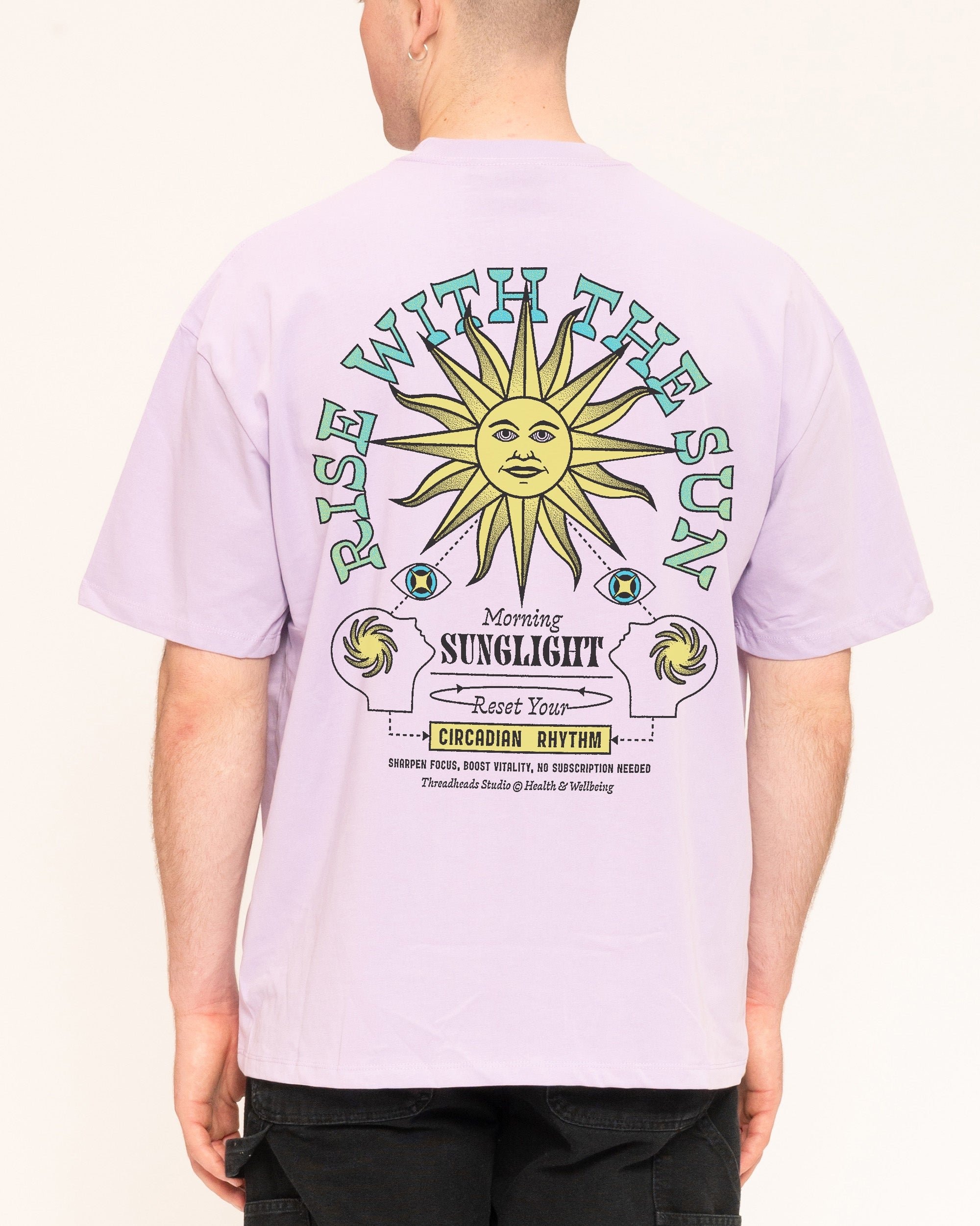 Rise With The Sun Oversized Graphic Tee - Threadheads Unisex 90s Boxy Fit 100% Combed Cotton