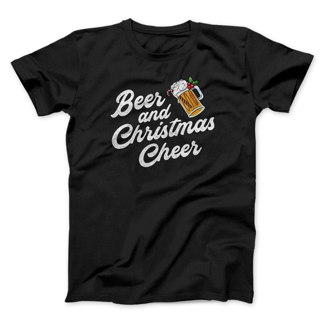 Beer And Christmas Cheer Unisex T-Shirt - Soft Cotton Crew Neck Graphic Tee