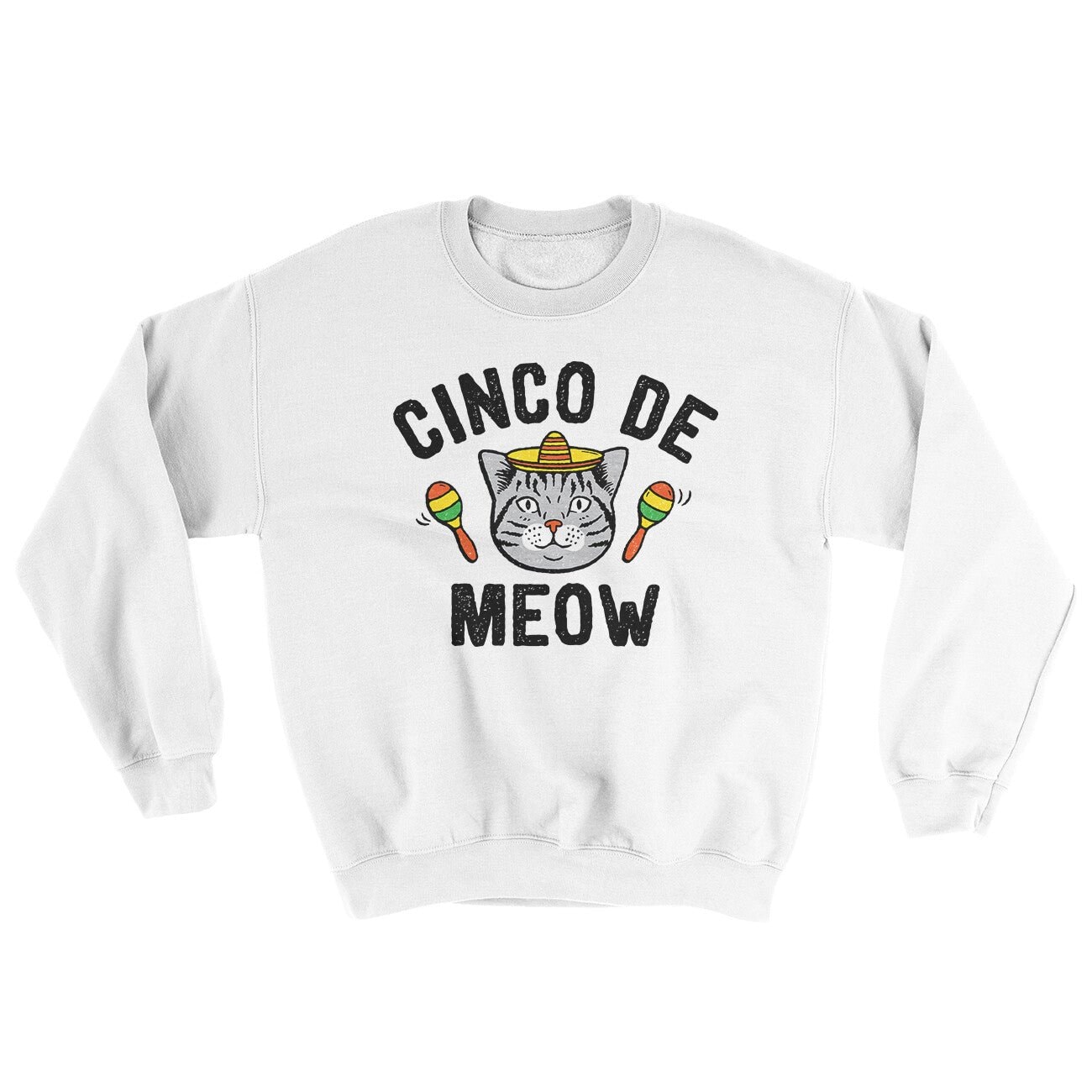 Cinco De Meow Ugly Sweater - Cat Party Crewneck Sweatshirt