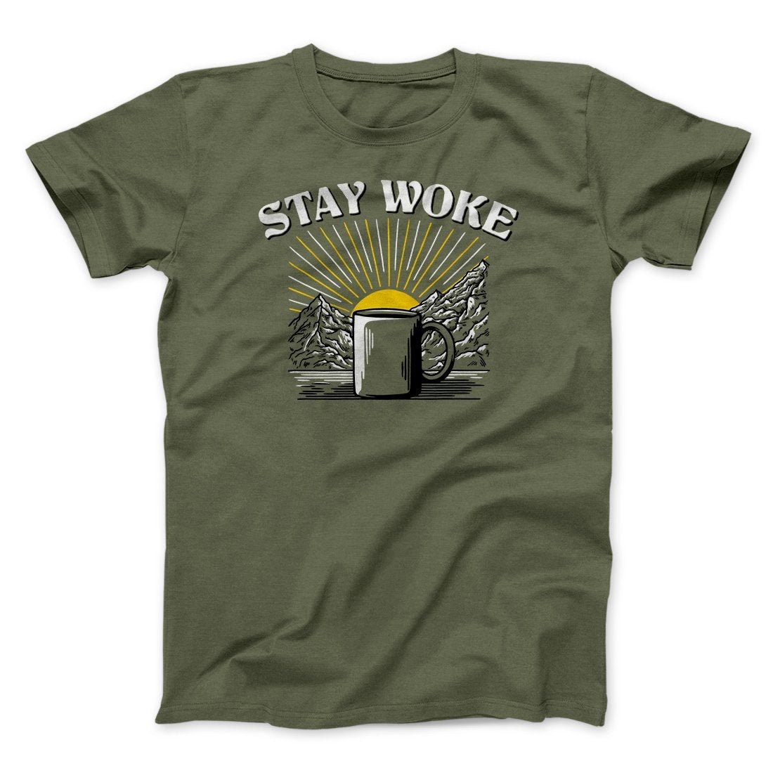 Stay Woke Coffee Funny Unisex T-Shirt - Soft Cotton Crew Neck Tee