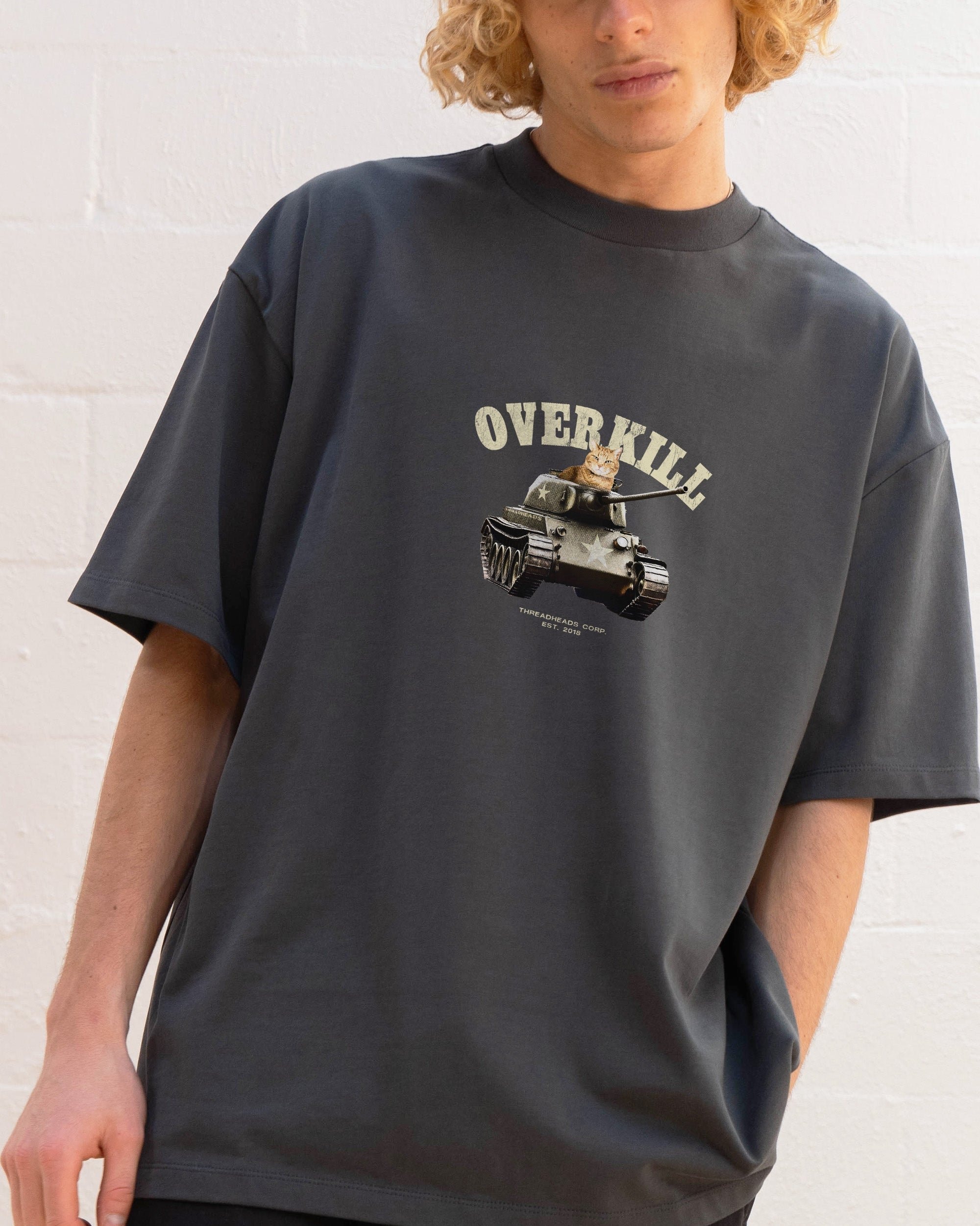Overkill Oversized Graphic Tee - Threadheads 90s Boxy Fit Unisex Cotton T-Shirt