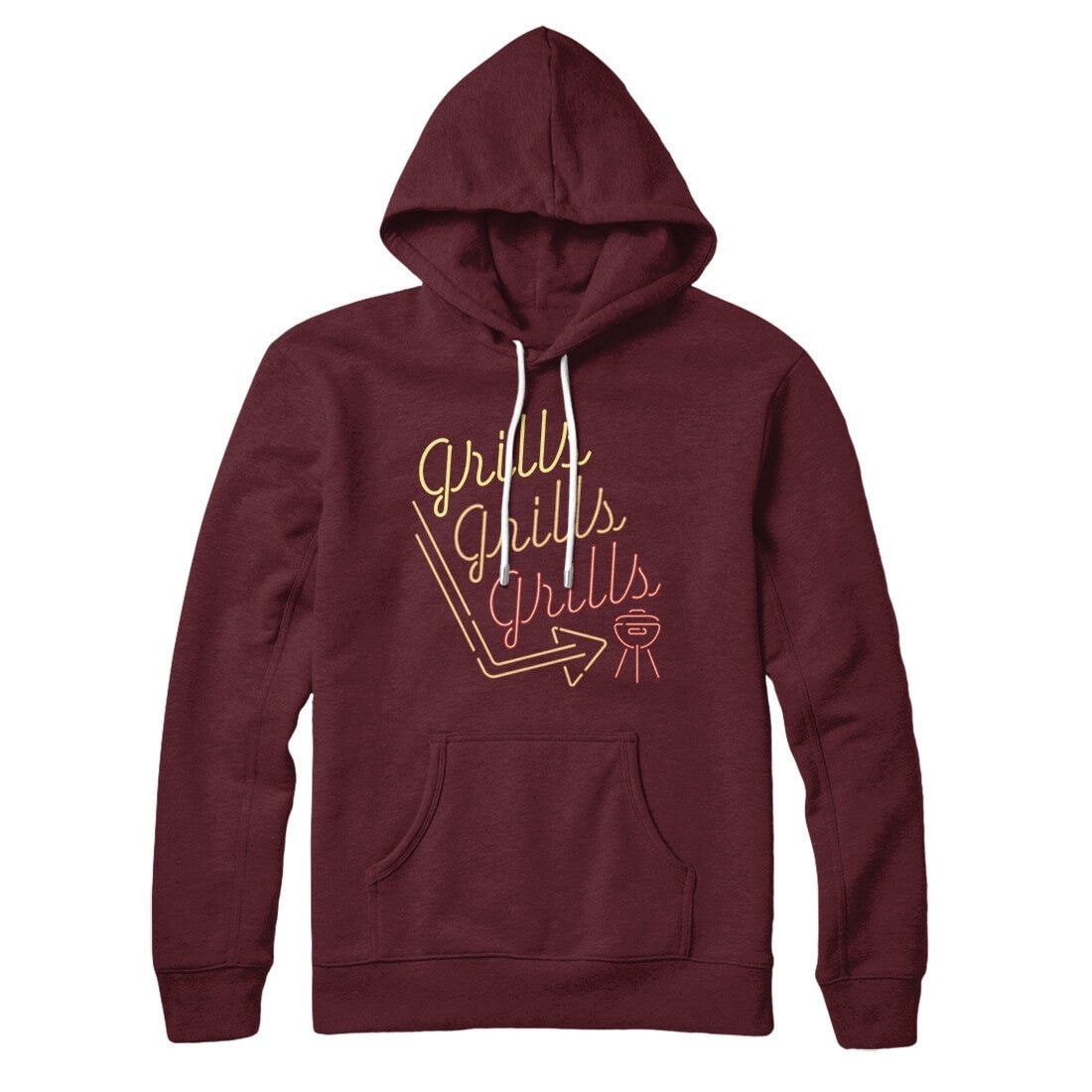 Grills Grills Grills Hoodie - Unisex Pullover with BBQ Graphic, Cotton Polyester Blend