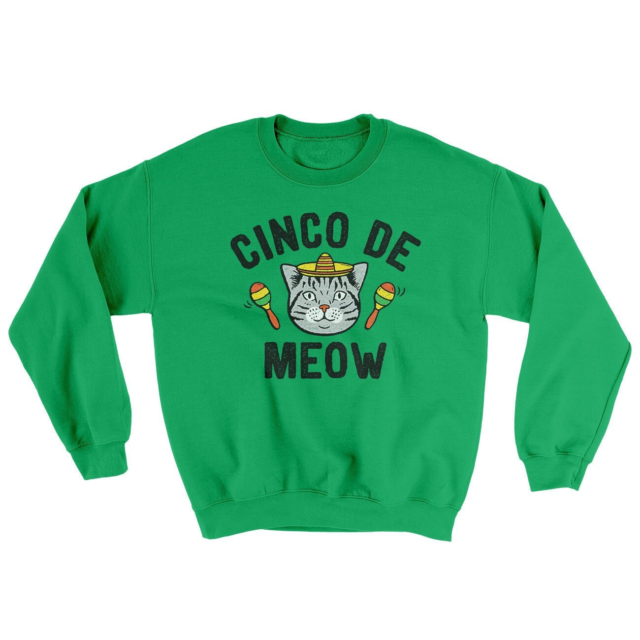 Cinco De Meow Ugly Sweater - Cat Party Crewneck Sweatshirt