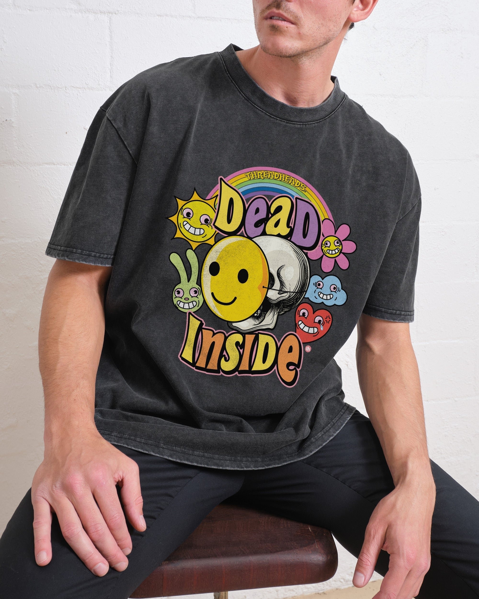 Dead Inside Oversized Graphic Tee - Unisex 90s Boxy Fit 100% Combed Cotton
