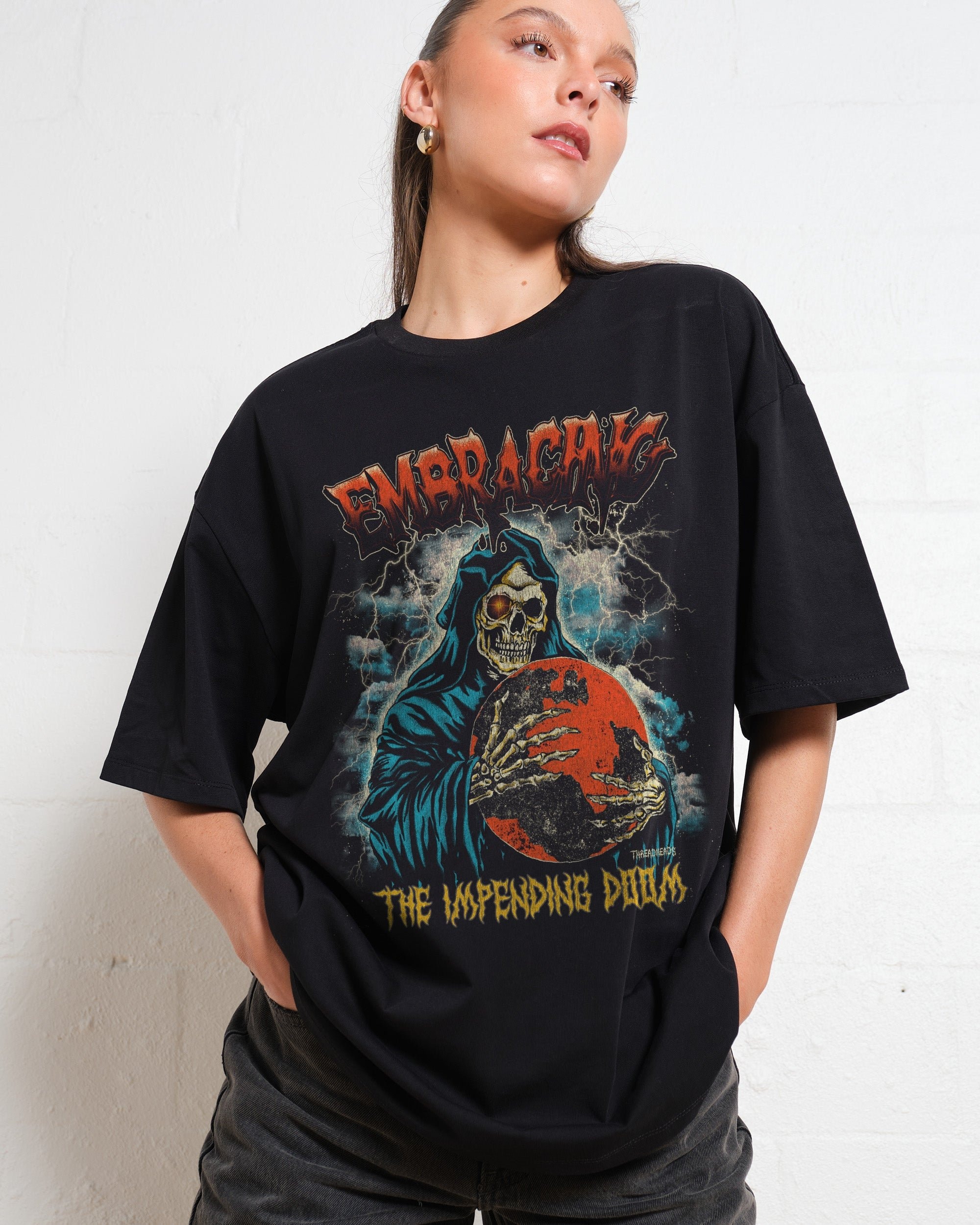 Embracing The Impending Doom Oversized Graphic Tee - Unisex 100% Combed Cotton