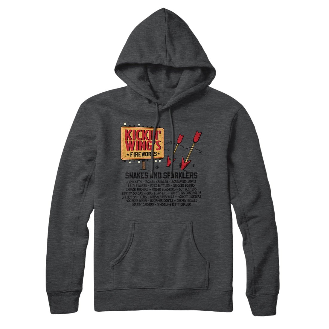 Kickin' Wing's Fireworks Hoodie Unisex Pullover Cotton Polyester