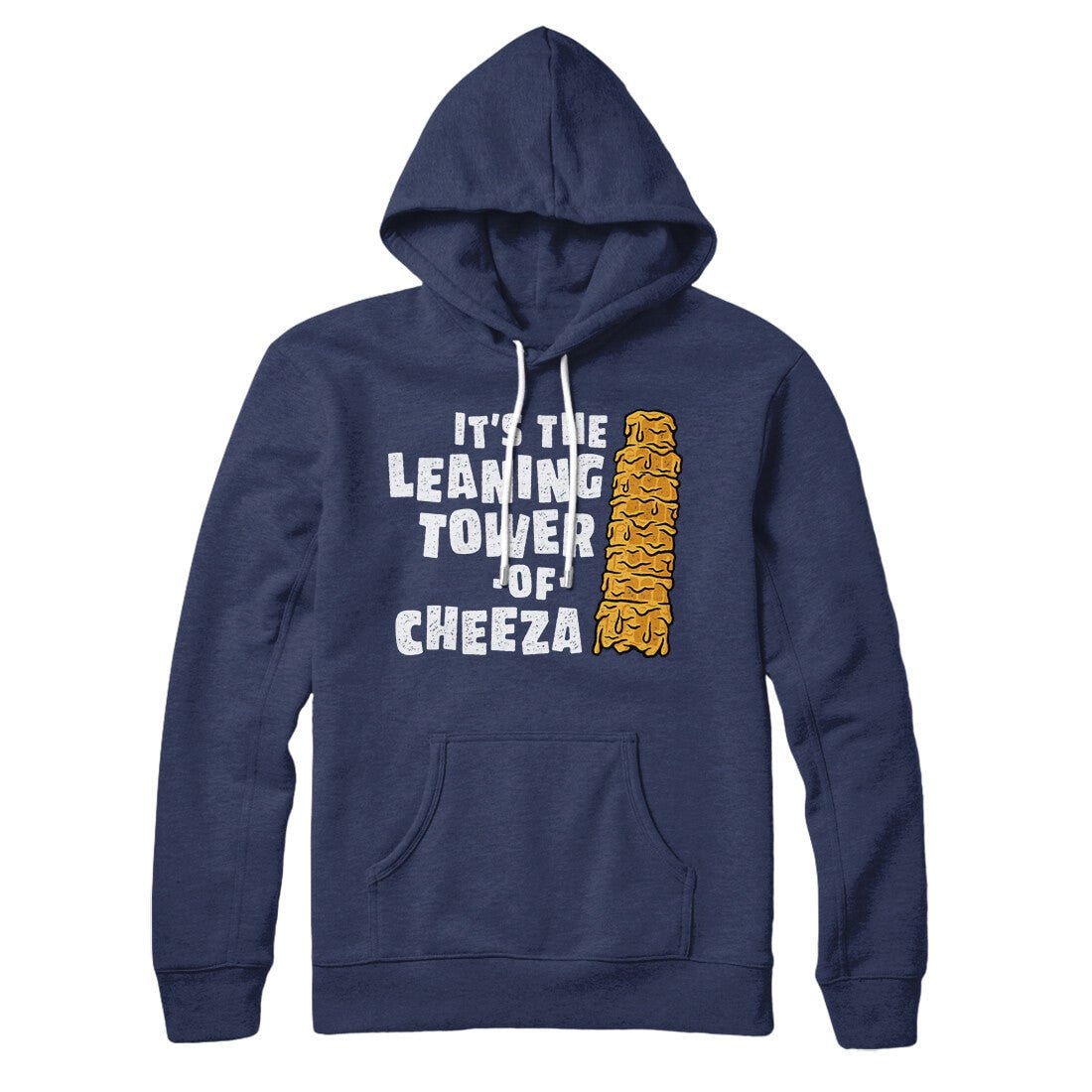 Leaning Tower of Cheeza Pullover Hoodie - Unisex Cotton Polyester Loose Fit