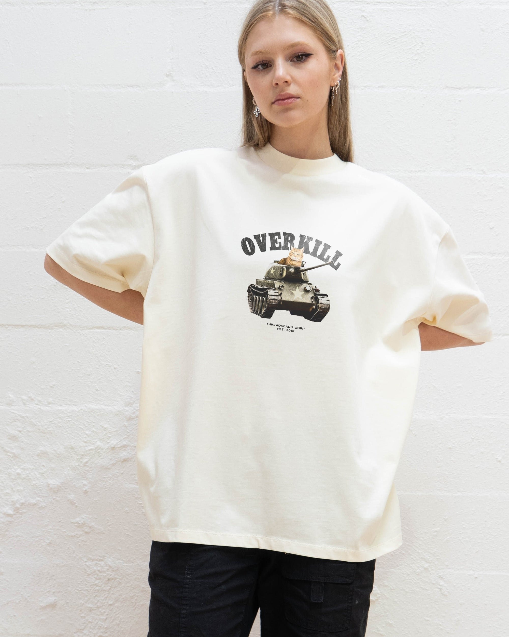 Overkill Oversized Graphic Tee - Threadheads 90s Boxy Fit Unisex Cotton T-Shirt