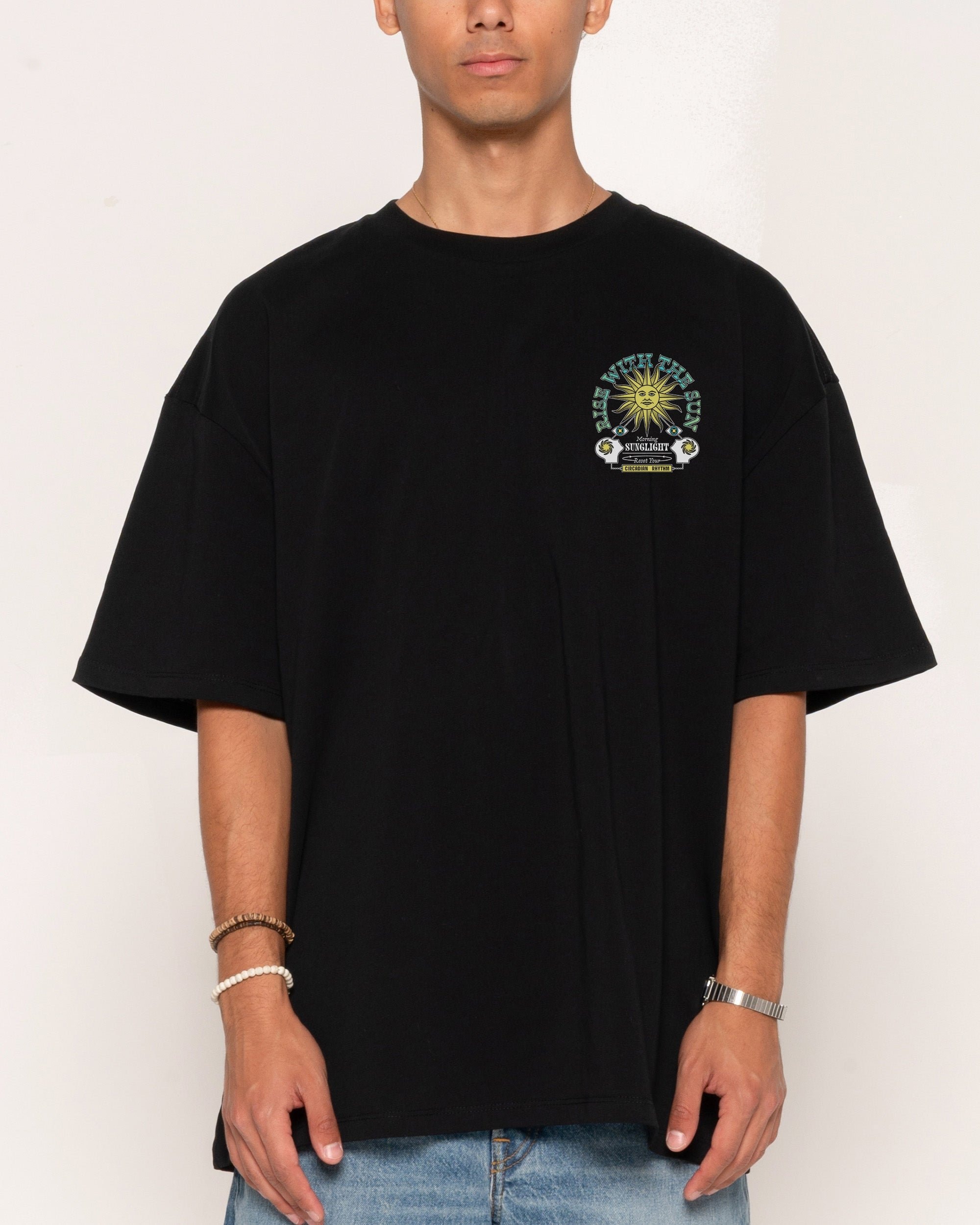 Rise With The Sun Oversized Graphic Tee - Threadheads Unisex 90s Boxy Fit 100% Combed Cotton