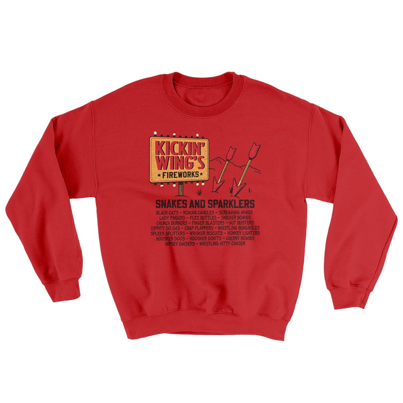 Kickin' Wing's Fireworks Ugly Sweater - Unisex Crewneck Sweatshirt