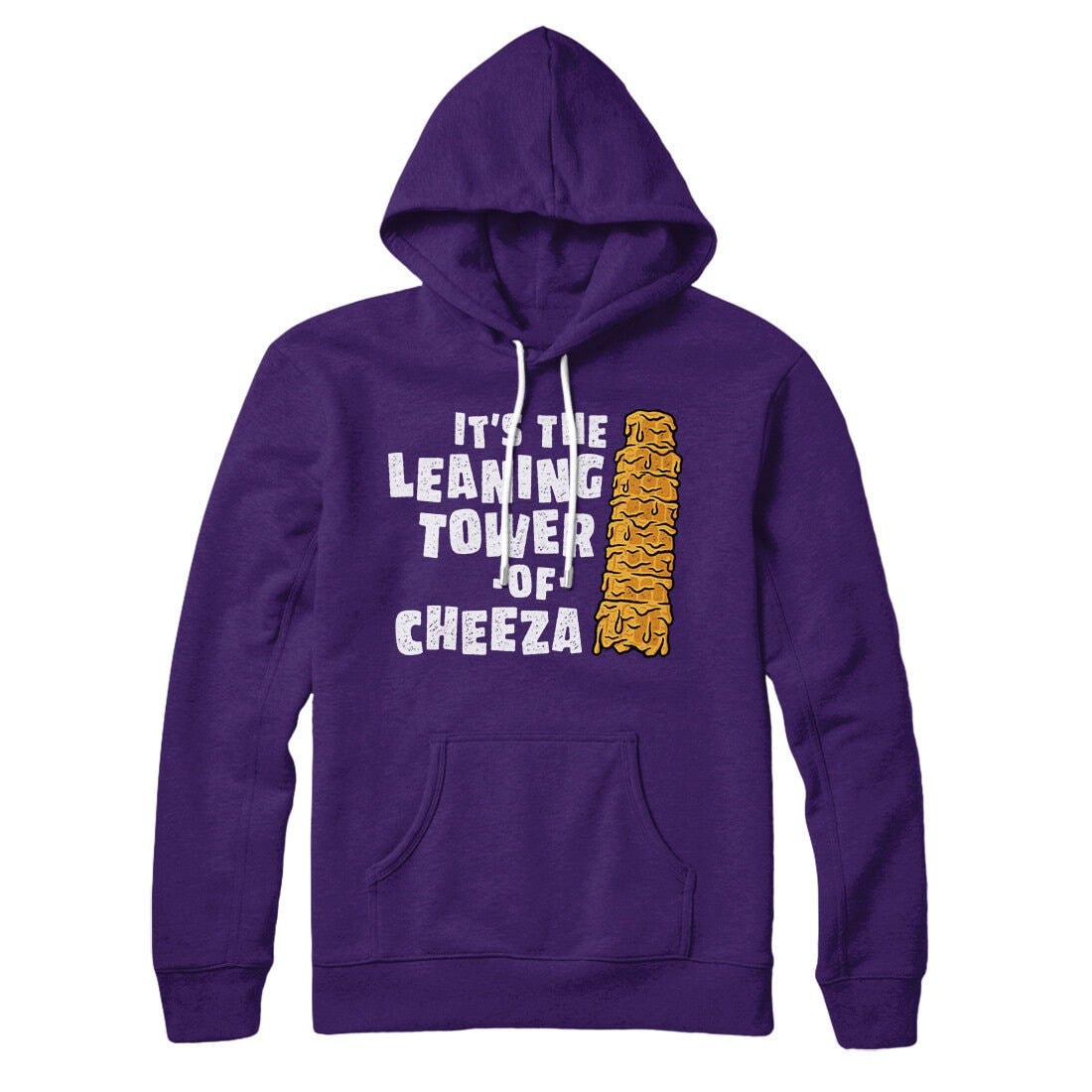 Leaning Tower of Cheeza Pullover Hoodie - Unisex Cotton Polyester Loose Fit