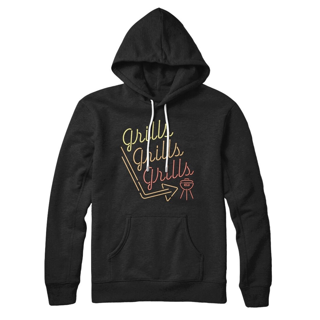 Grills Grills Grills Hoodie - Unisex Pullover with BBQ Graphic, Cotton Polyester Blend